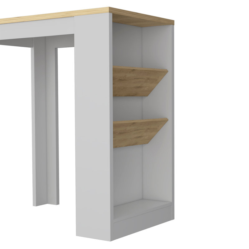 Kitchen Island Gunees, Counter Island, White And Pine Finish