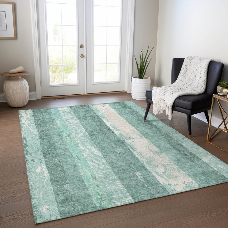 Caelyn Seafoam Washable Indoor-Outdoor Rug - LOOMLAN, 8' x 10'