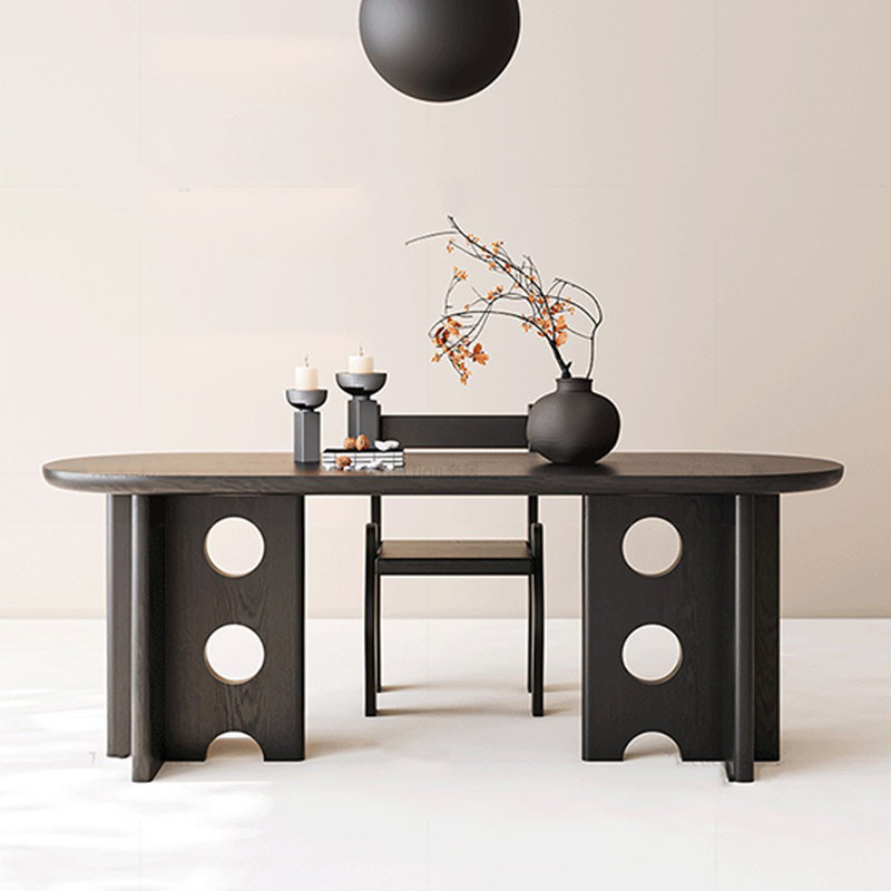 Table de salle à manger Vintage, H 29,52 po x L 78,74 po x l 31,49 po, Noir, noir, noir, noir, Noir, noir, noir, noir