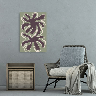 Flowing Marine Shapes Abstract Minimalist Modern Nature Plant Wall Art Print 1 Piece Wrapped Canvas Wall Art