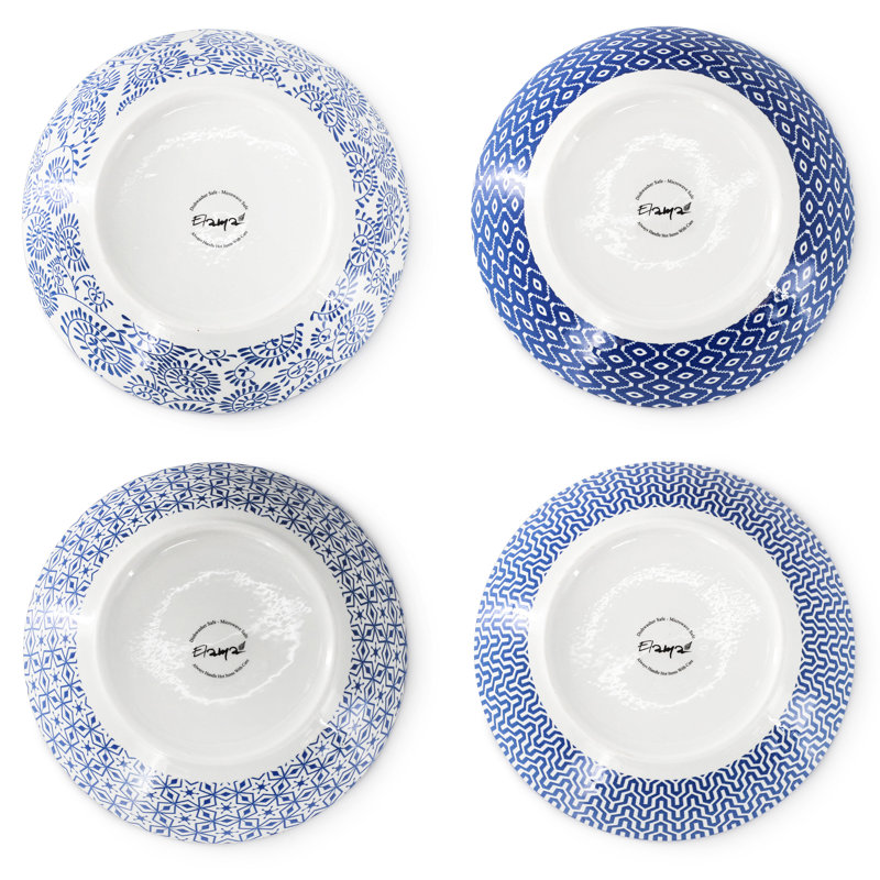  Reflections 16 Piece Assorted Stoneware Double Bowl Dinnerware Set in Blue