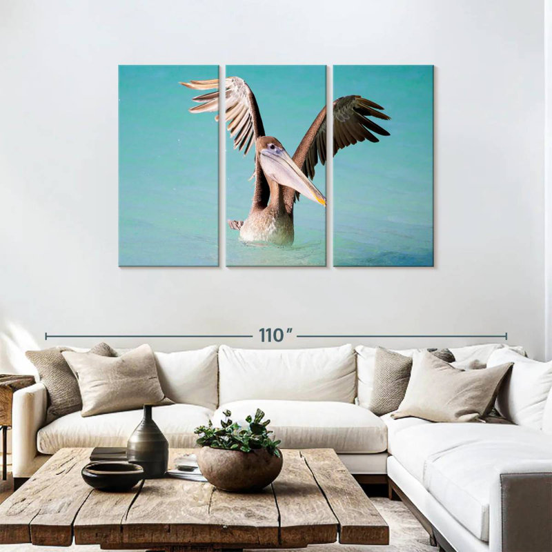 Pelican With Outstretched Wings, 48" H x 74" W