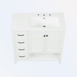 Meuble-lavabo de salle de bain avec comptoir, deux portes et deux tiroirs