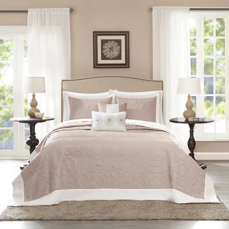Blue Reversible King Microfiber Bedspread Set with Shams