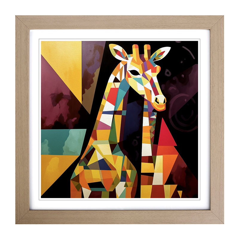 Giraffe Constructivism No.1 - Framed Print, Oak