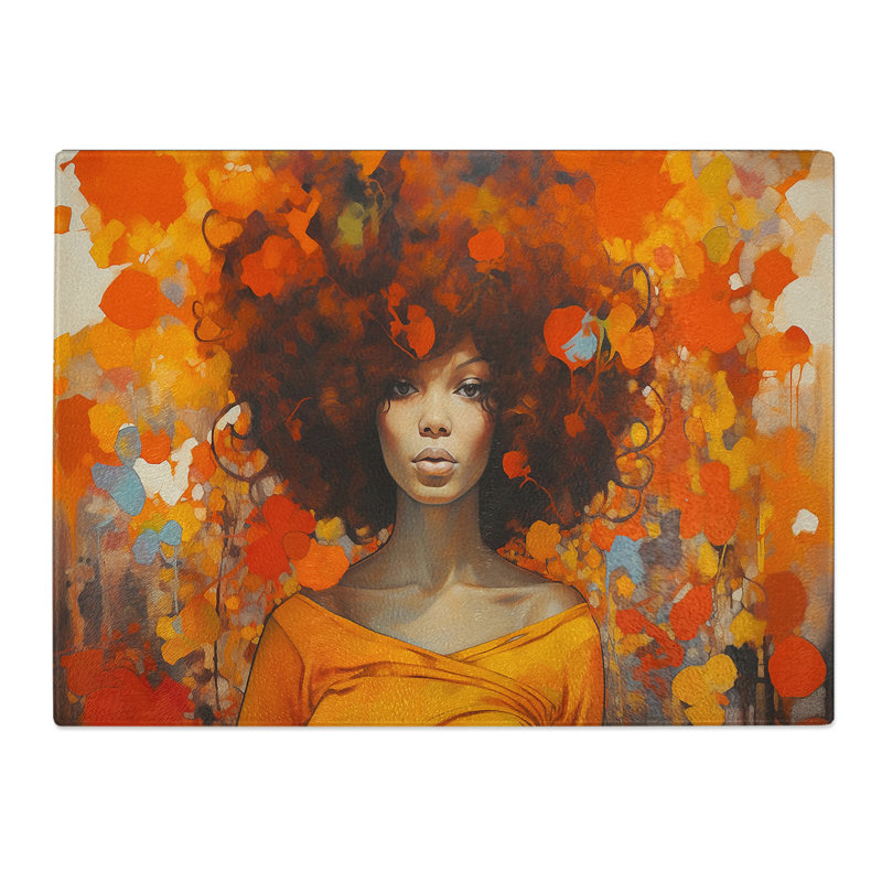 Woman with Afro Contemporary No.2  Glass Chopping Board