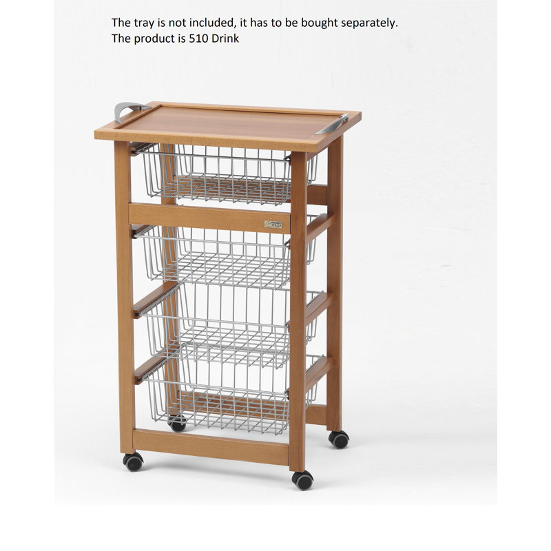 Overstreet Solid Wood Bar Cart