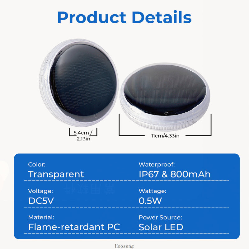 Set of 2 Solar Rechargeable Floating Pool Lights with Remote Control, 9 Lighting Modes, IP67 Waterproof