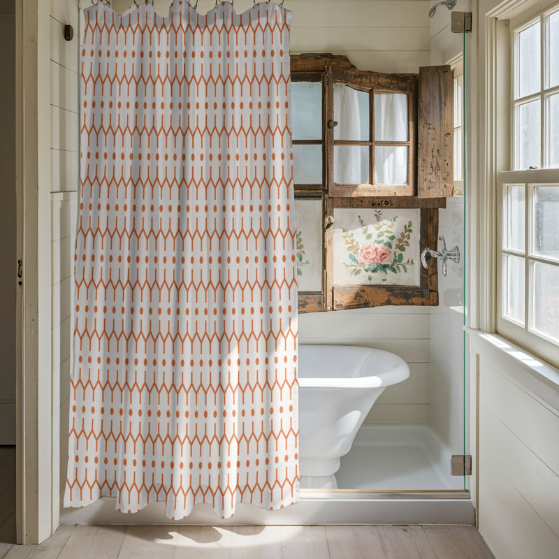 Orange Spots - Rideau de douche Premium, H 74 po x l 71 po