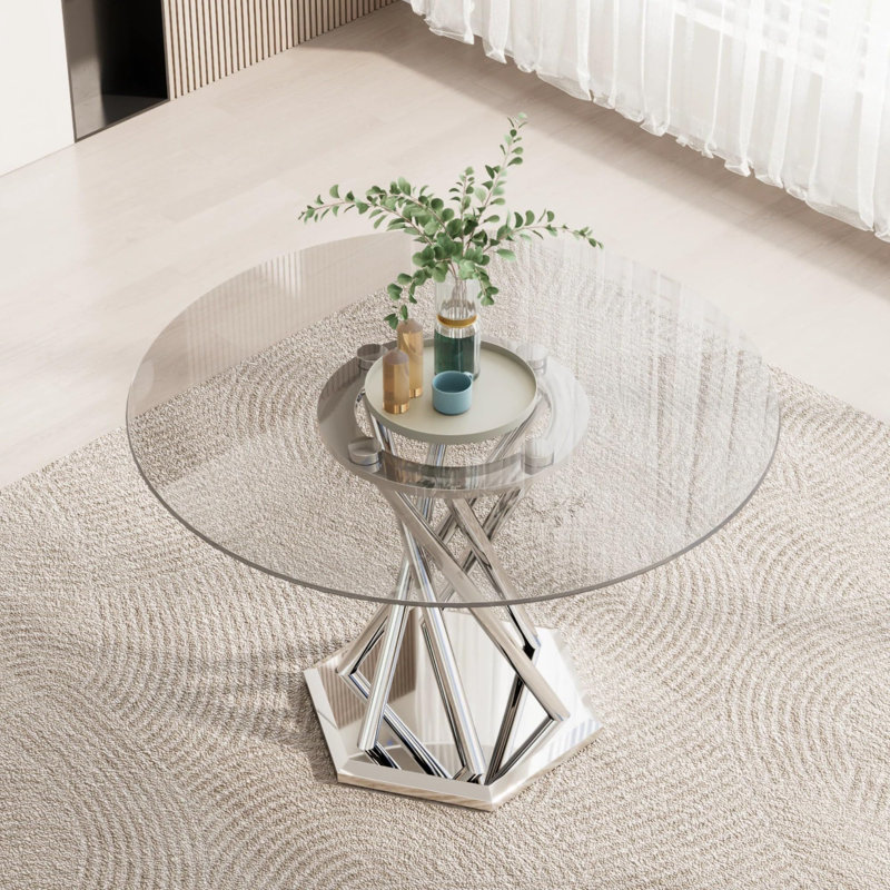 Ensemble de table de salle à manger 47,2 po pour 6 personnes, Beige/Argenté, Argent argent