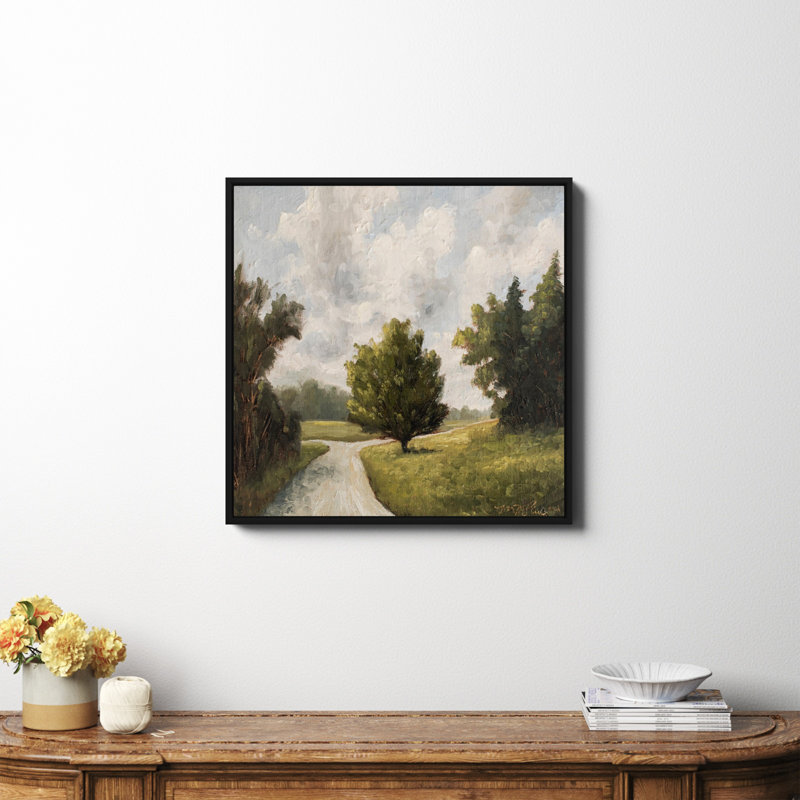 «Around The Bend» encadré par Miss Mustard Seed, peinture, H 30 po x l 30 po x P 2 po, Toile encadrée noire, Non