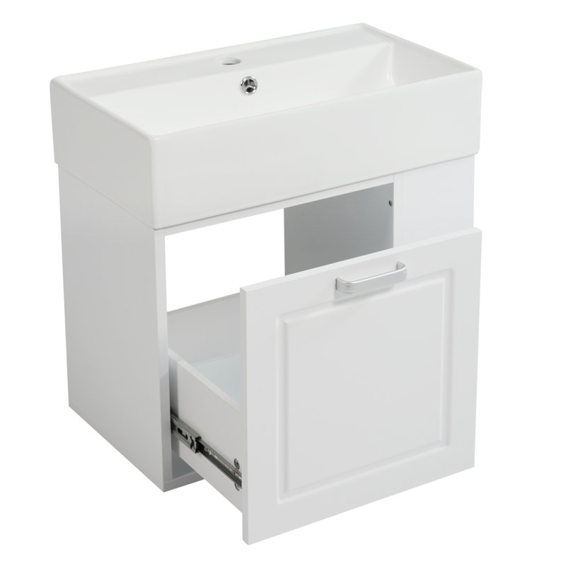 Meuble-lavabo de salle de bain avec lavabo, Blanc
