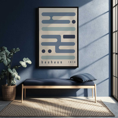 Midnight Bauhaus Minimalist Circuitry Canvas Print in a Frame