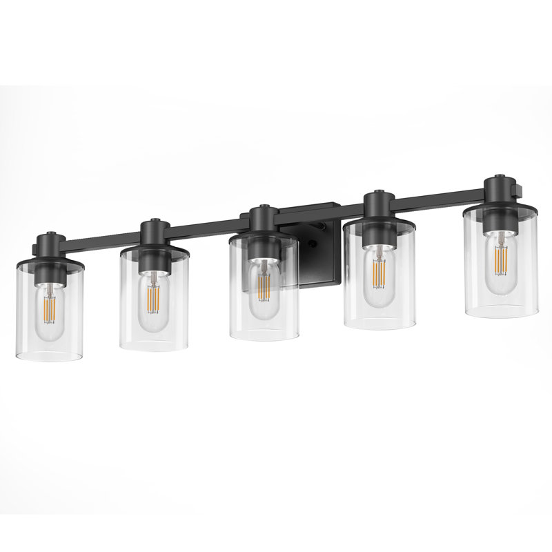 Luminaire industriel à 5 lumières Modern, Noir mat