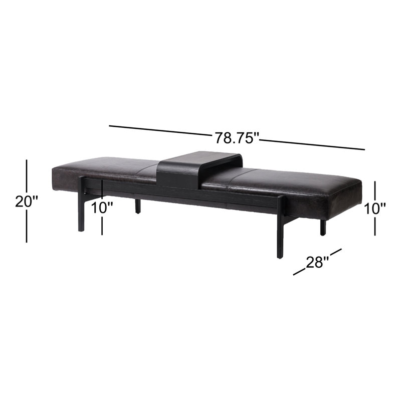 Fawkes Upholstered Bench, Sonoma Black, Brushed Ebony