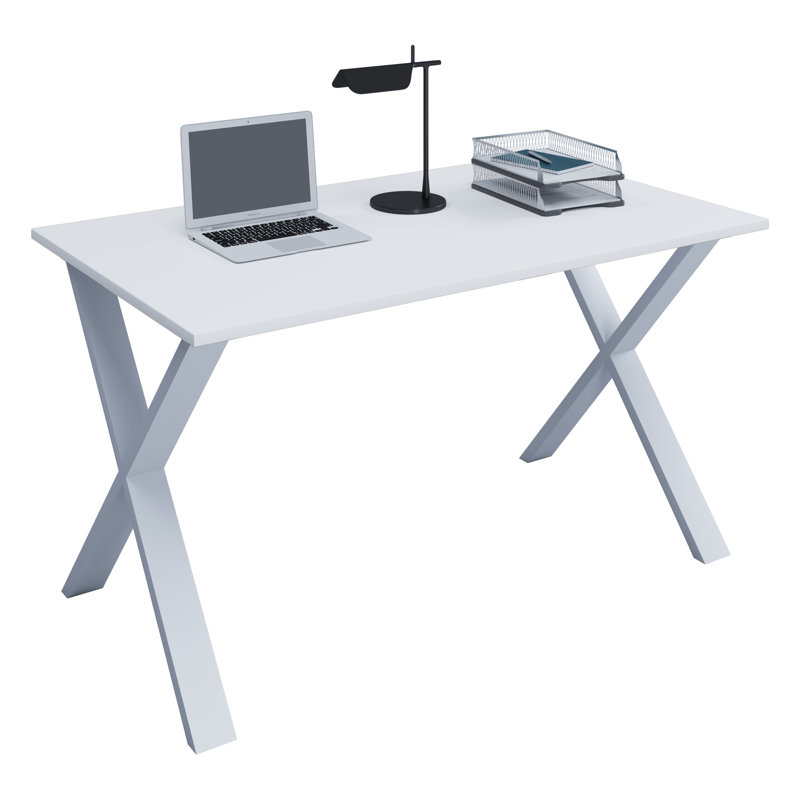 Remey Writing Desk, White/Grey, 76cm H x 110cm W x 80cm D