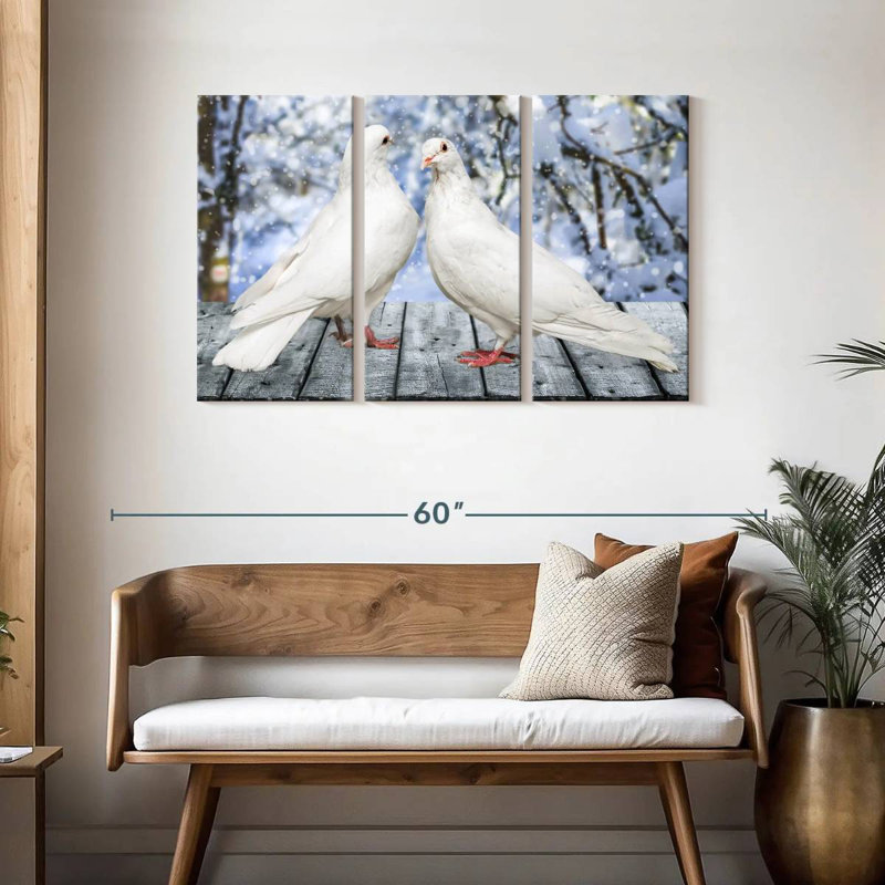 Brampt White Winter Doves, 28" H x 45" W