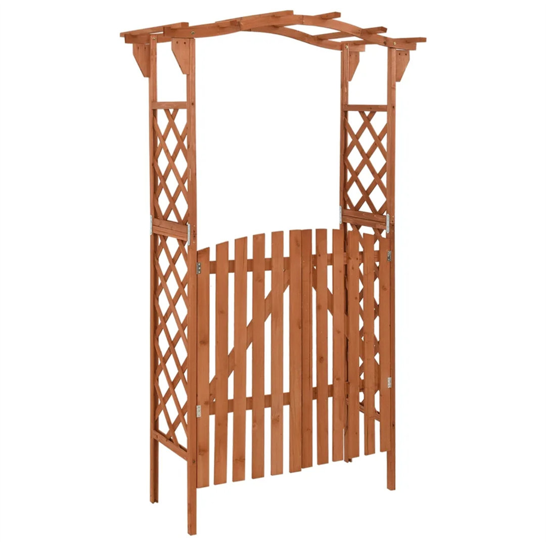 Waris 25cm W x 45cm D Solid Wood Arbour with Gate in Brown