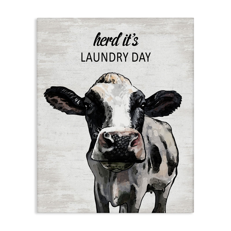 Toile de vache Herd It's Laundry Day, design par lettré et doublé, H 20 po x l 16 po