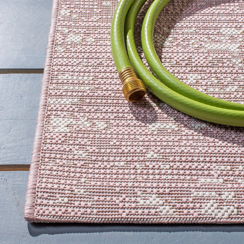 Winifred Abstract Pink/Ivory Indoor/Outdoor Area Rug, Rectangle 5'3" x 7'7"
