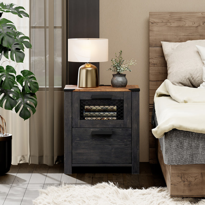 Vita End Table, Walnut Top/Black Base
