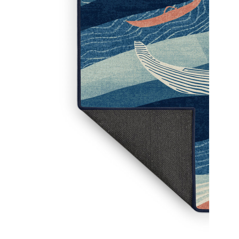Tapis moelleux et moelleux à rayures bleues et modernes du Festival du bateau-dragon Edingworth, 4 x 6