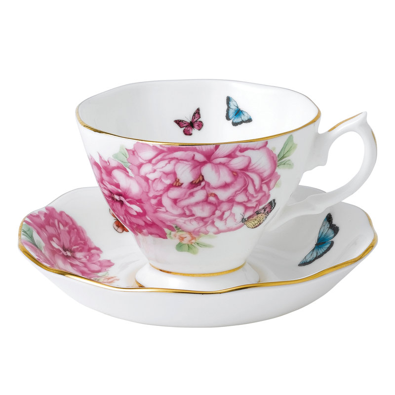 White Porcelain Cottagecore Scallop Saucer Set, 5 Piece