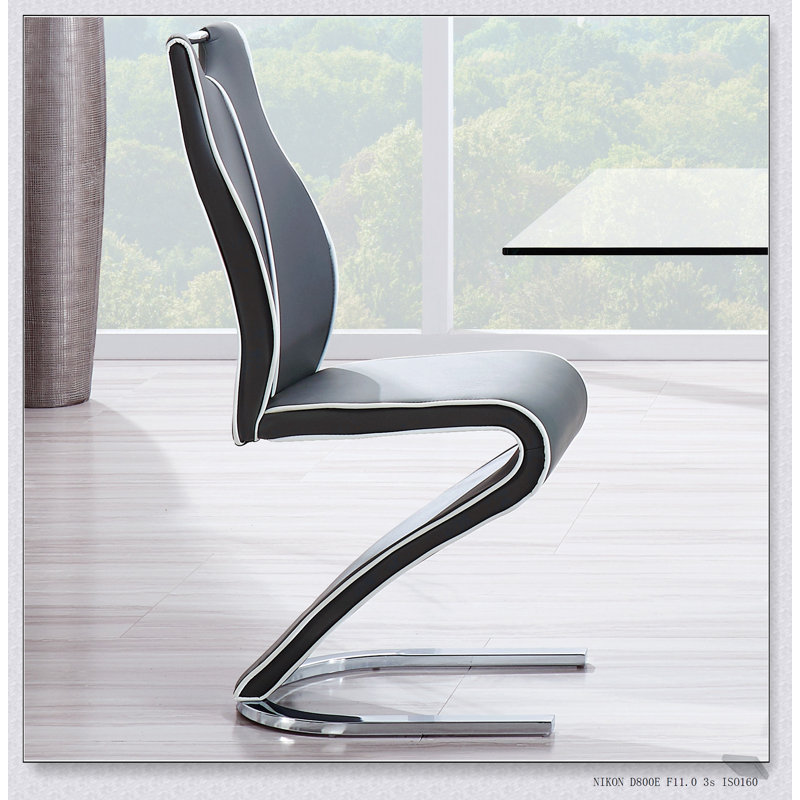 Chaises de salle à manger Anne Gray (ensemble de 2) avec motif en zigzag pour des sièges modernes et confortables, Gris