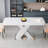 Modern Square Dining Table, Stretchable, White Table Top+MDF X-Shape Table Leg With Metal Base
