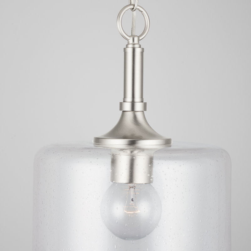 Luminaire suspendu tambour simple à 1 lumière Achen, Nickel brossé