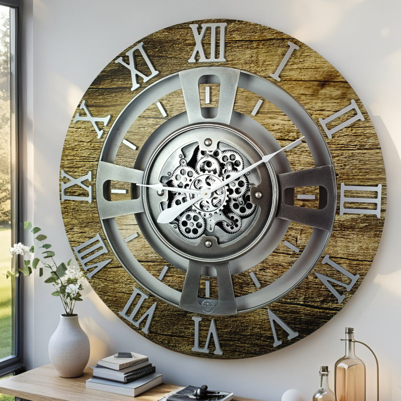 Horloge murale 24 po de taille moyenne pour le salon, Gold Antique