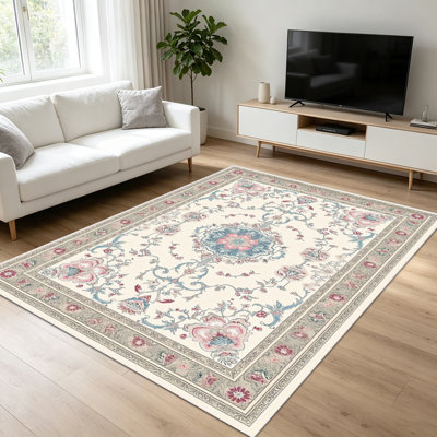 Tapis à motif floral traditionnel de 1 pièce pour le salon, doux et confortable, convenant à toutes les saisons, facile à entretenir, lavable à la machine, convient à la chambre à coucher, à la salle à manger, au couloir, au bureau, au patio, à la maison, à la décoration extérieure.