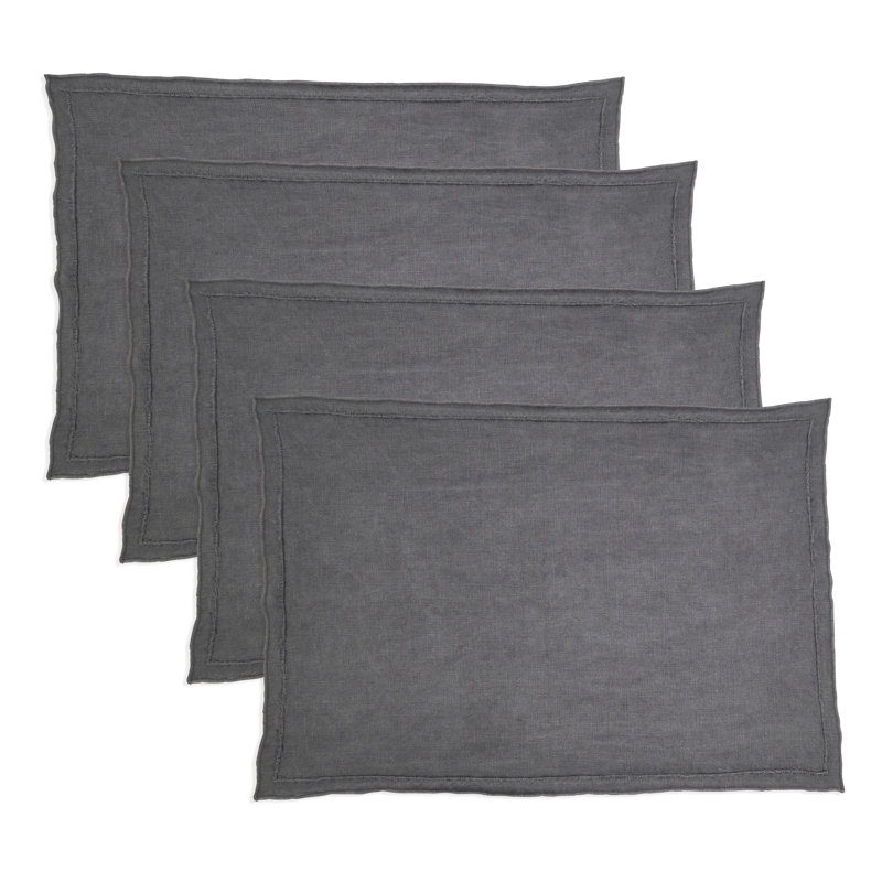 Napperon Stonewashed Overlock Edge (ensemble de 4), Gris