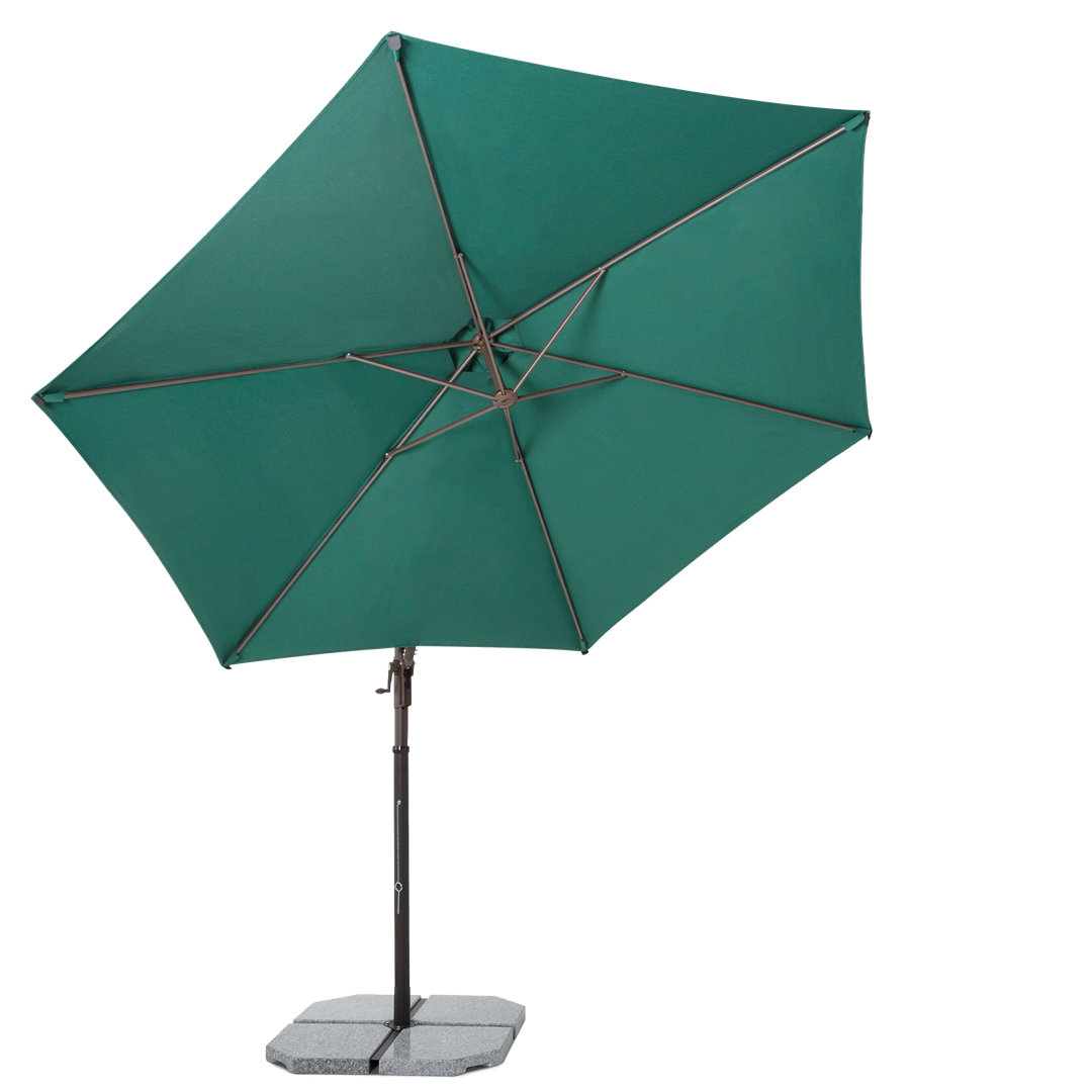 Jassim 10ft Deluxe Cantilever Umbrella, Offset Umbrella with 360 Degree Rotation, Crank Control and 5-level Arlmont & Co. Fabric 