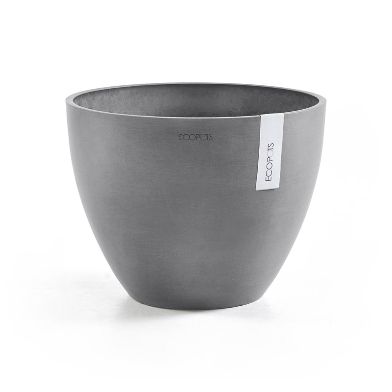 Ecopots Antwerp Indoor/Outdoor Modern Recycled Plastic Flower Pot Planter, Gray, 12" H x 16" W x 16" D