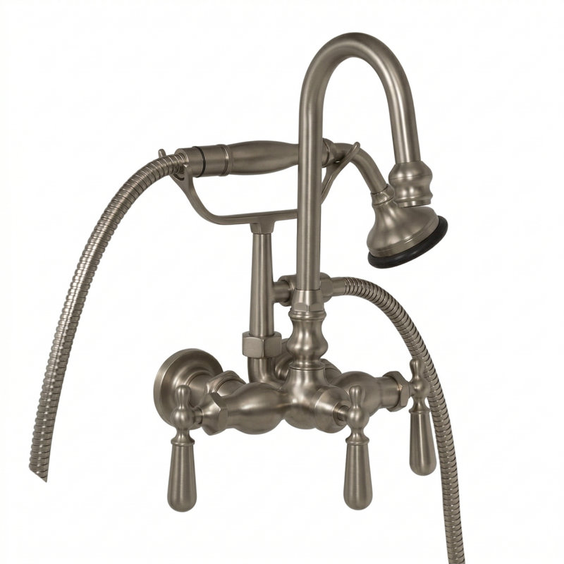 Tub Mount Gooseneck Faucet with Handheld (P0793) by Strom Living, Matte Nickel