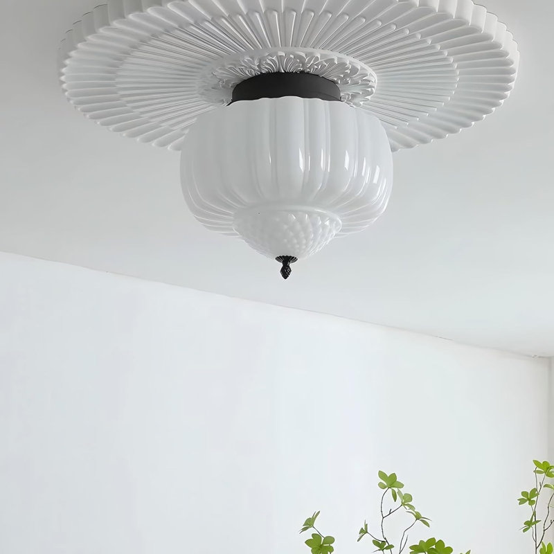 Milk Glass Semi Flush Mount Ceiling Light