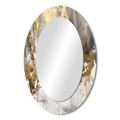 Modern Golden Drip - Abstract Mirror, Modern Unique Wall Mirror, Printed Metal Art