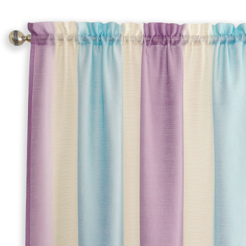 Orion Semi Sheer Curtain Single Panel, 50" W x 63" L, Lilac/Turquoise, Polyester