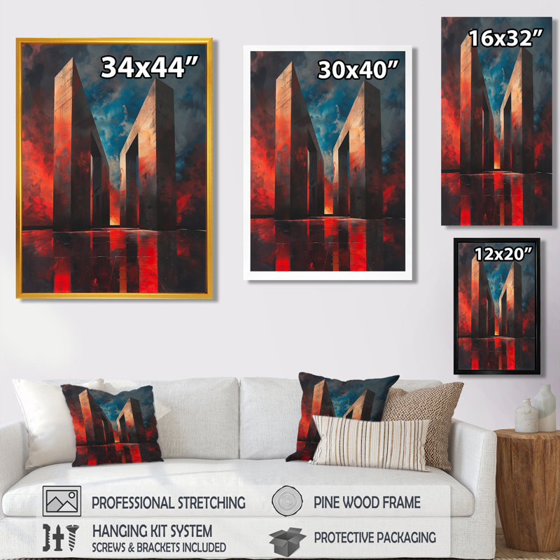 Salon d'art mural bleu et rouge National Pride Monument, Cadre simple noir, H 24 po x l 32 po