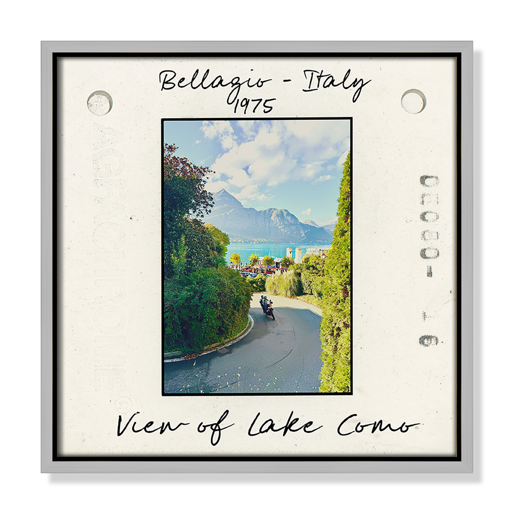 Belaggio, Italy - View of Lake Como Print by Susan Jill, Silver Floater Framed Canvas, 13.5" H x 13.5" W x 2" D