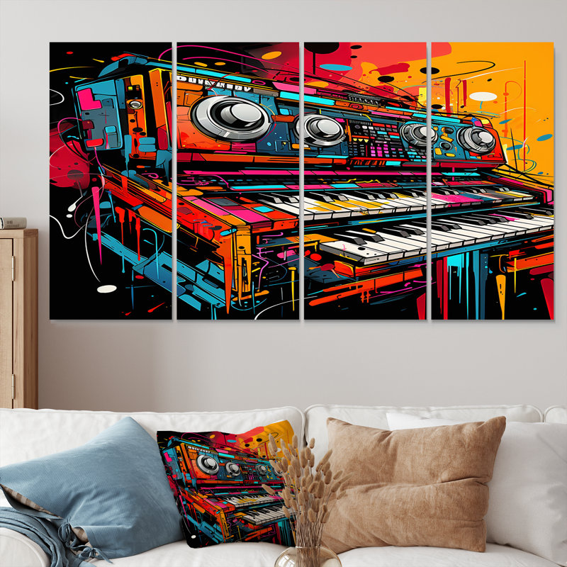Rozell - Ensemble d'art mural piano 4 pièces, H 28 po x l 48 po