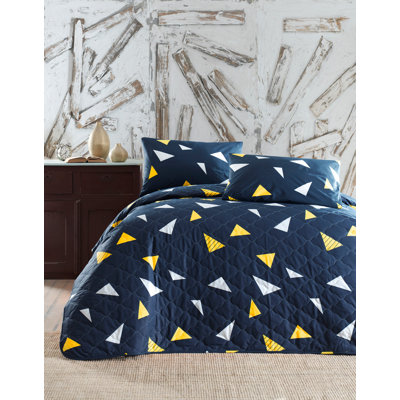Cotton Geometric Shapes Coverlet