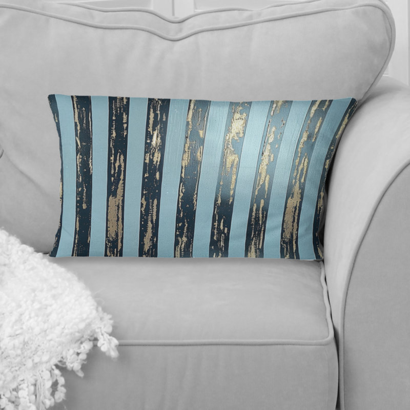 Coussin lombaire glamour Pinstripe II - Glam, Bleu / argent