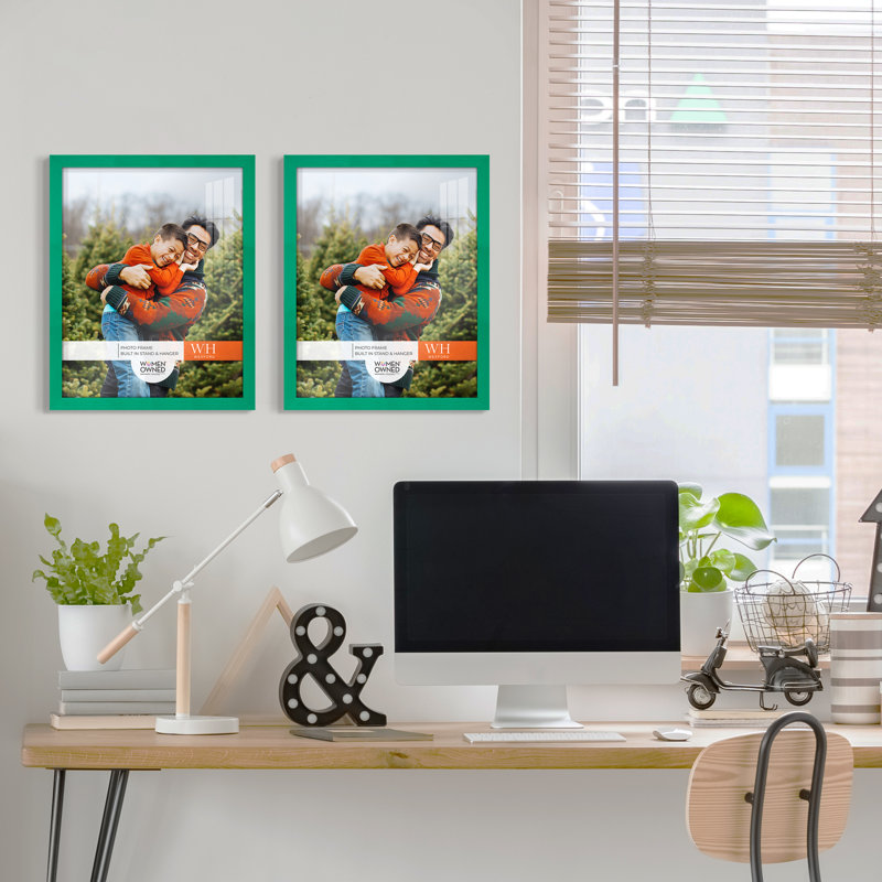 Ensemble de 2 cadres à photo simples en bois 3 po x 5 po noirs, 11 po x 14 po, Vert émeraude