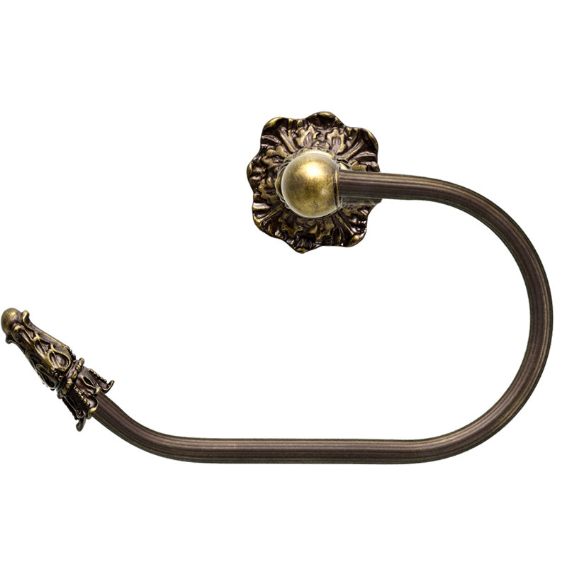 Acanthus swing tissue reeded ring left Renaissance style, Antique Brass