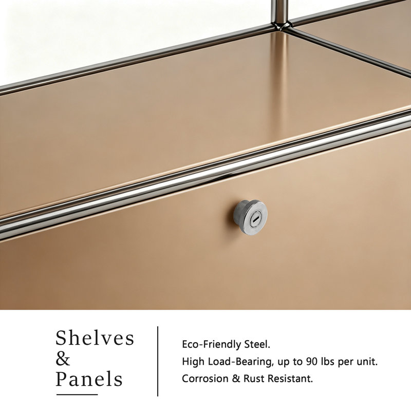 Modern Modular Metal Storage Cabinet with Adjustable Shelves, Multipurpose Office Storage Organizer with Soft-Close Doors, Heavy-Duty Steel Cabinet for Home Office, Living Room, Entryway or Kitchen