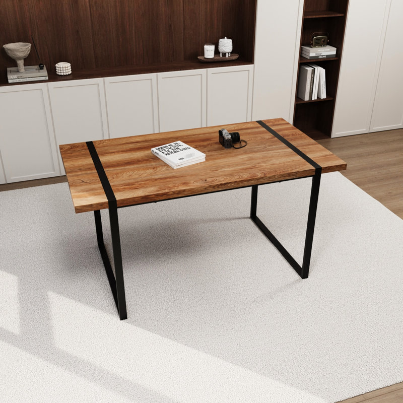 Table rectangulaire 59 "- pieds en métal, esthétique moderne, maison et cuisine pour salle à manger 59", noir, Bois