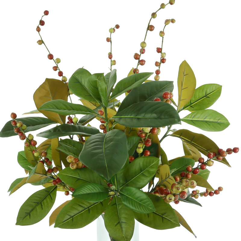 Seasonal Magnolia Leaf And Berry Holiday Arrangement