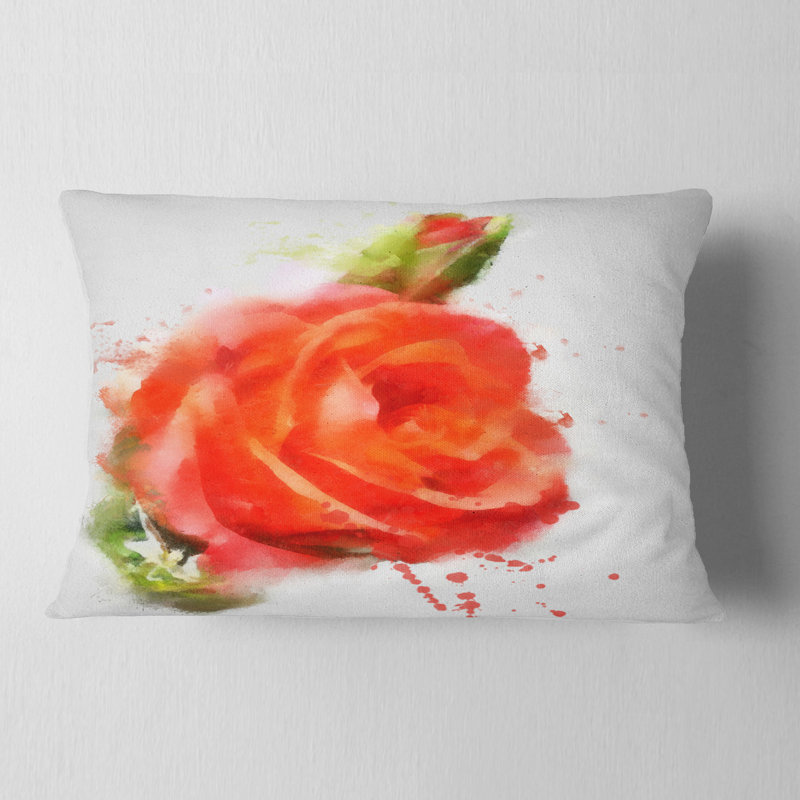 Coussin lombaire à motif floral rose